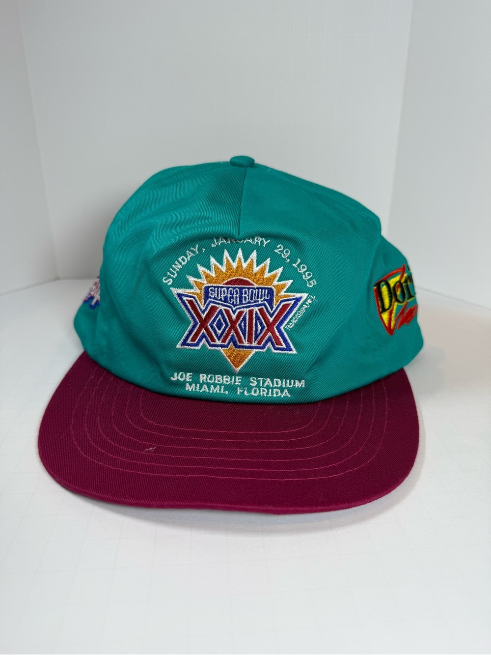 Vintage 1995 NFL Superbowl XXIX Miami Cap Green Adjustable Strap Dolphins